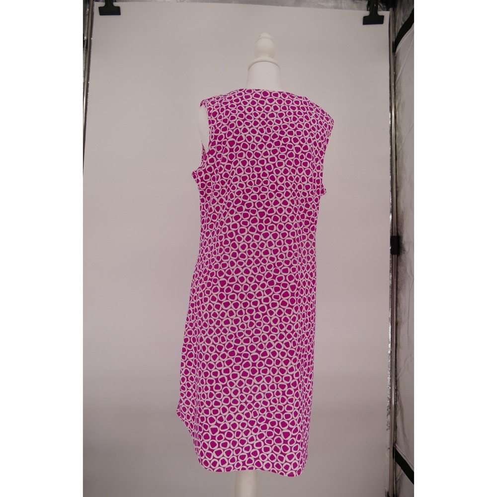 Jude Connally Lisa Geometric‎ Shift Dress Sz Medium Pink White Sleeveless - Picture 5 of 16
